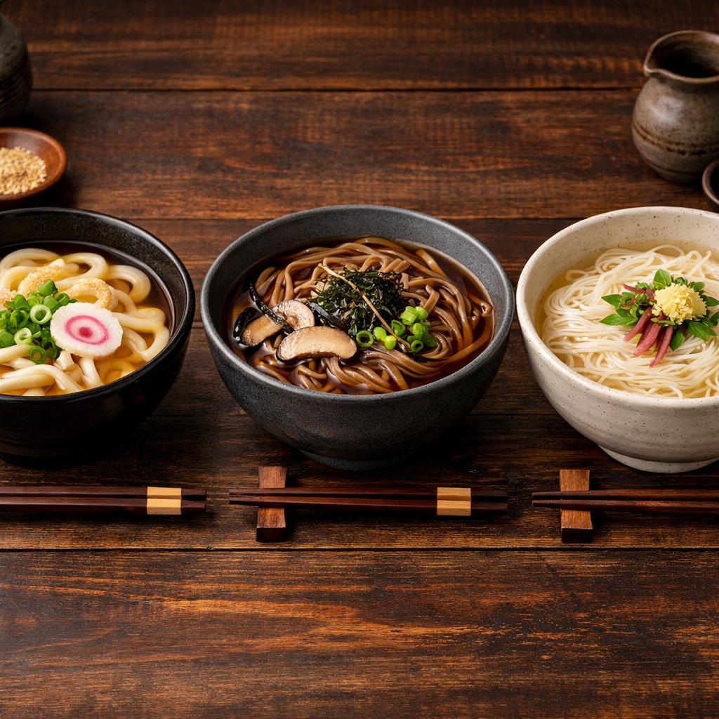 Nouilles japonaises : udon, soba et somen à la loupe